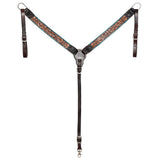 HILASON Western Horse Headstall & Breast Collar American Leather Floral Carving