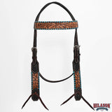 HILASON Western Horse Headstall American Leather Dark brown | Breast Collar Tack Set for Horses