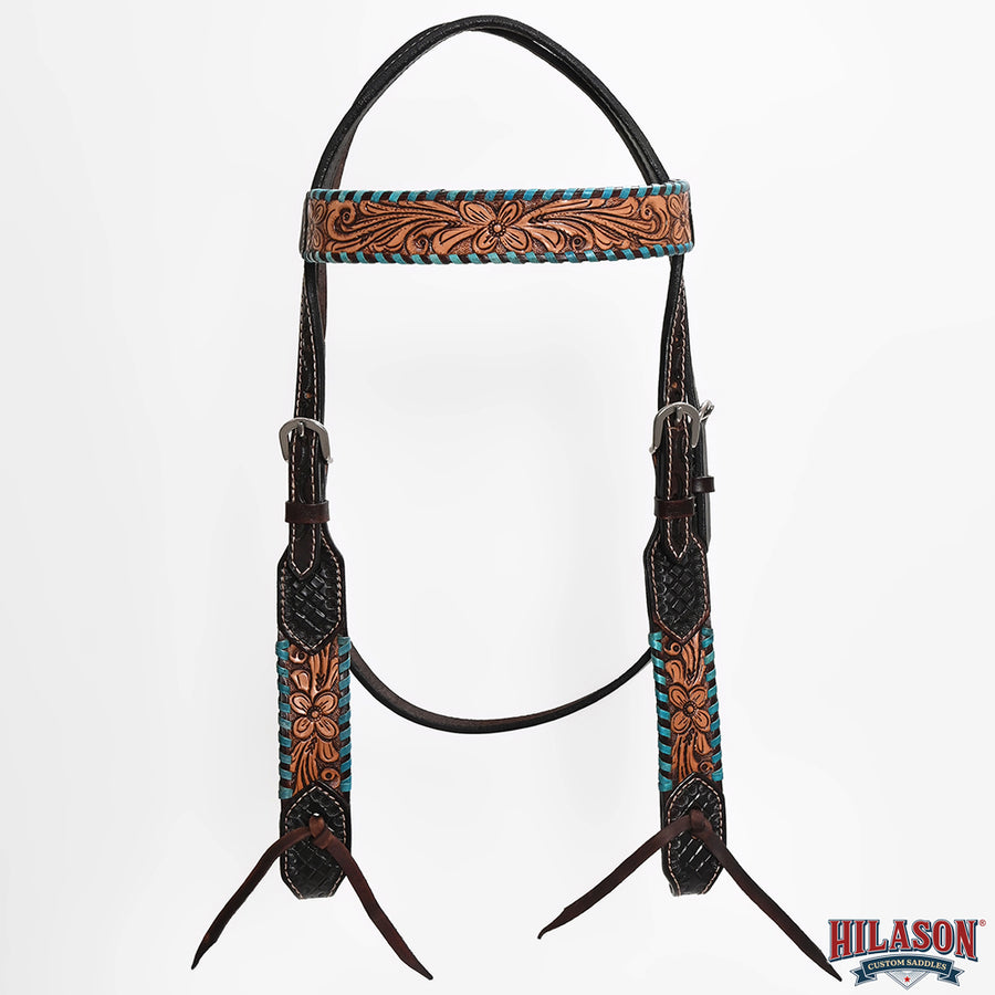 HILASON Western Horse Headstall & Breast Collar American Leather Floral Carving