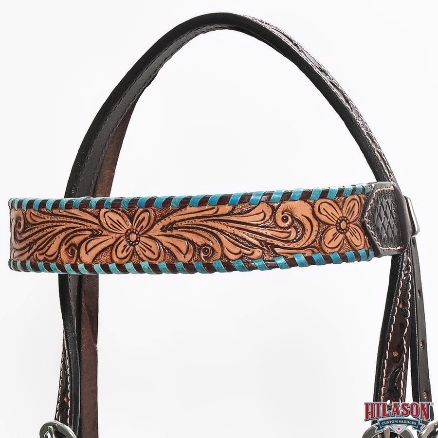 HILASON Western Horse Headstall American Leather Dark brown | Breast Collar Tack Set for Horses
