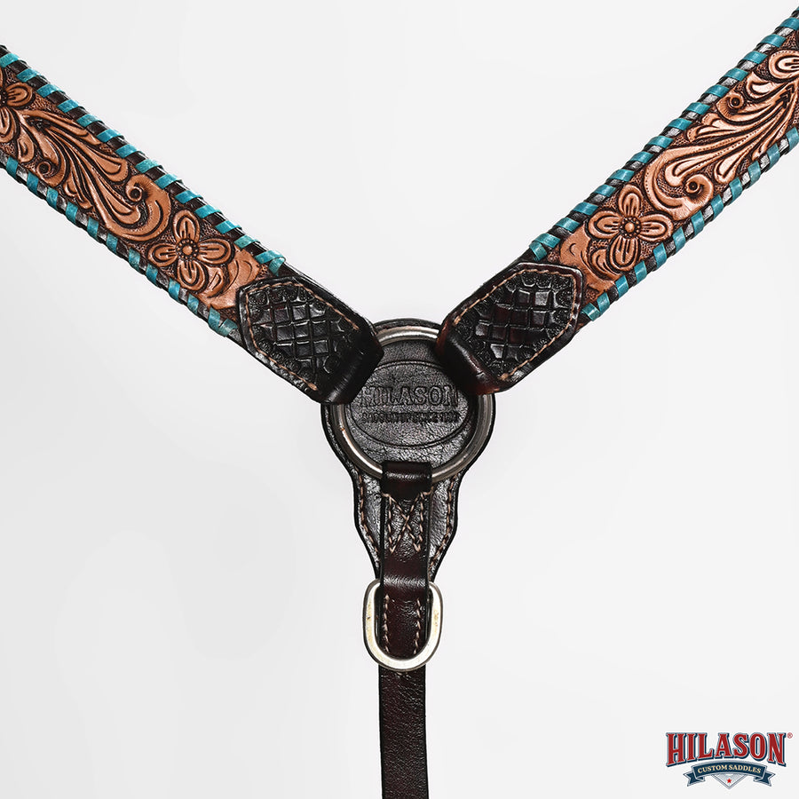 HILASON Western Horse Headstall American Leather Dark brown | Breast Collar Tack Set for Horses