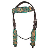 HILASON Western Horse Headstall Breast Collar Tack American Leather Floral Carving | Tack for Horses