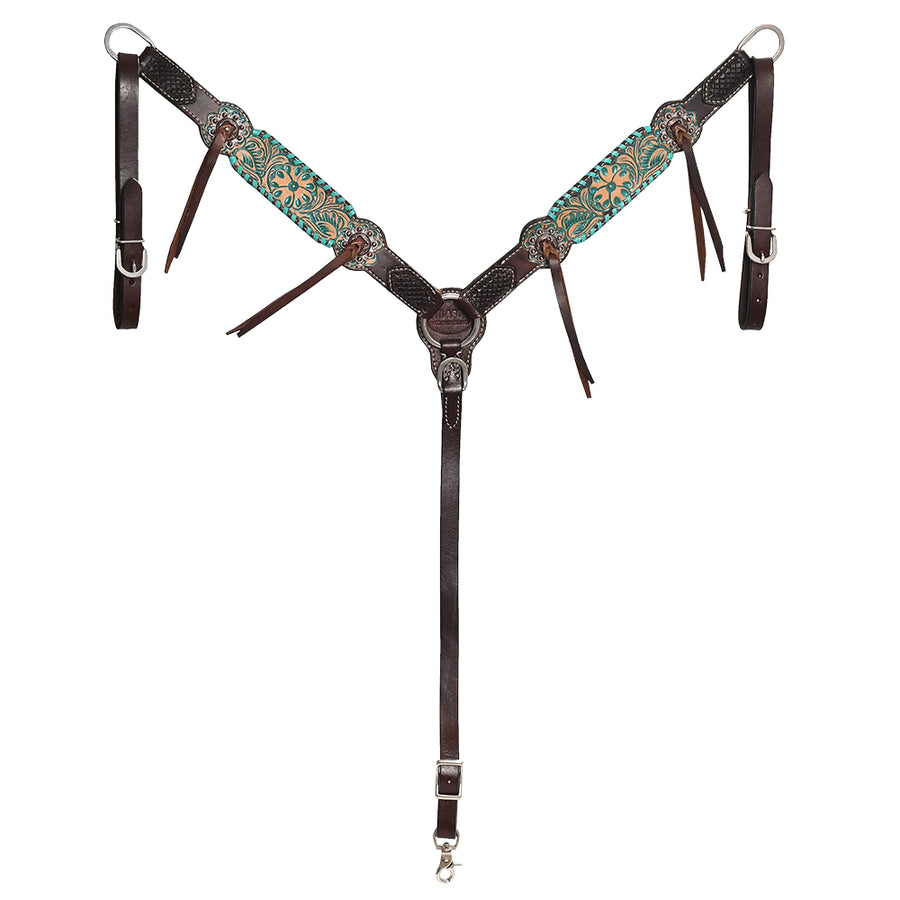 HILASON Western Horse Headstall American Leather Dark brown | Breast Collar Tack Set for Horses