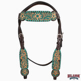 HILASON Western Horse Headstall American Leather Dark brown | Breast Collar Tack Set for Horses