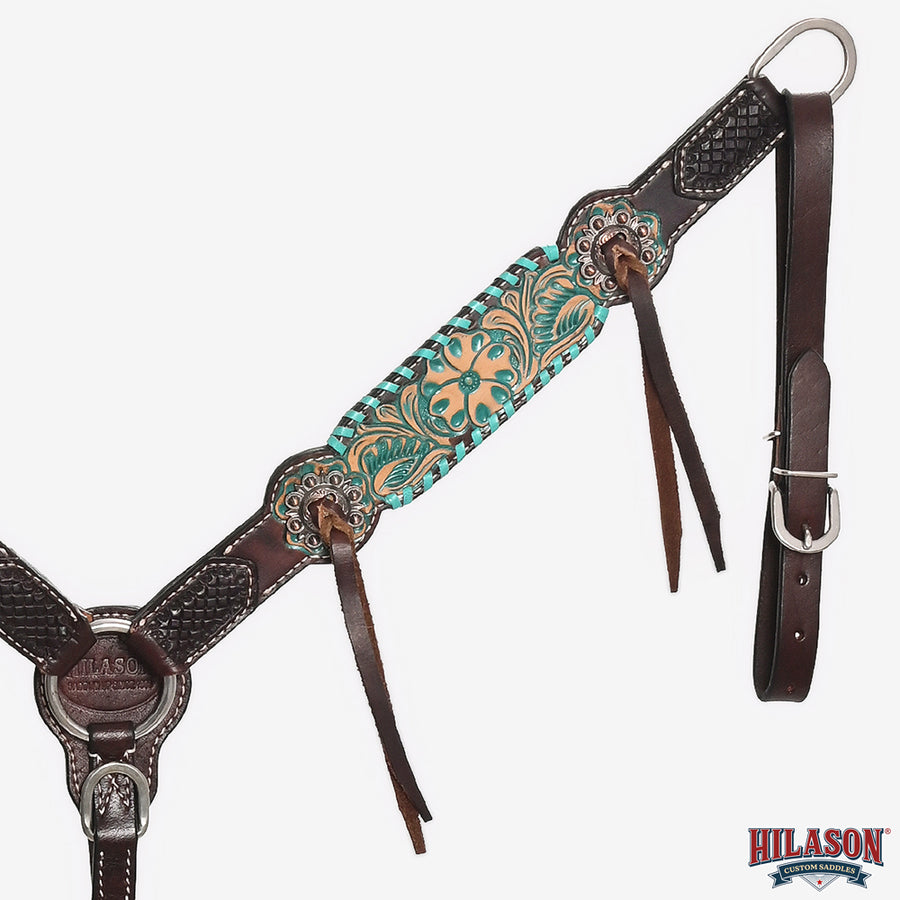 HILASON Western Horse Headstall American Leather Dark brown | Breast Collar Tack Set for Horses