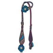HILASON Western Horse One Ear Headstall American Leather Hand Tooled Brown