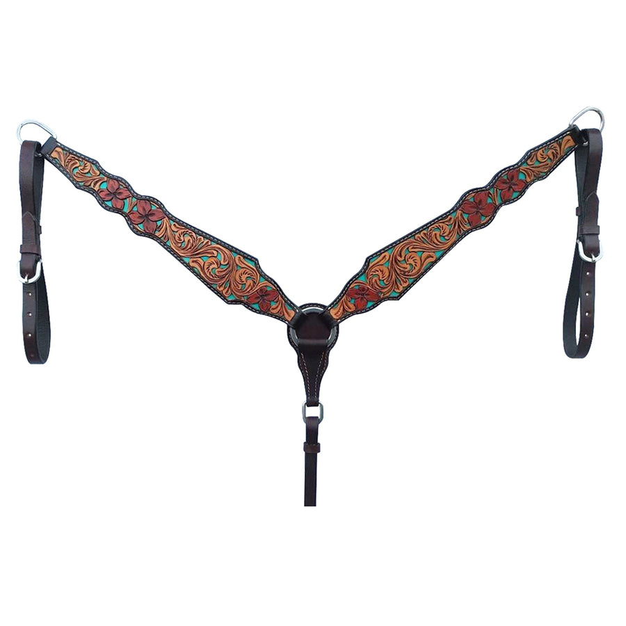 HILASON Western Horse Breast Collar Tack American Leather Hand Tooled Brown - Uhorse