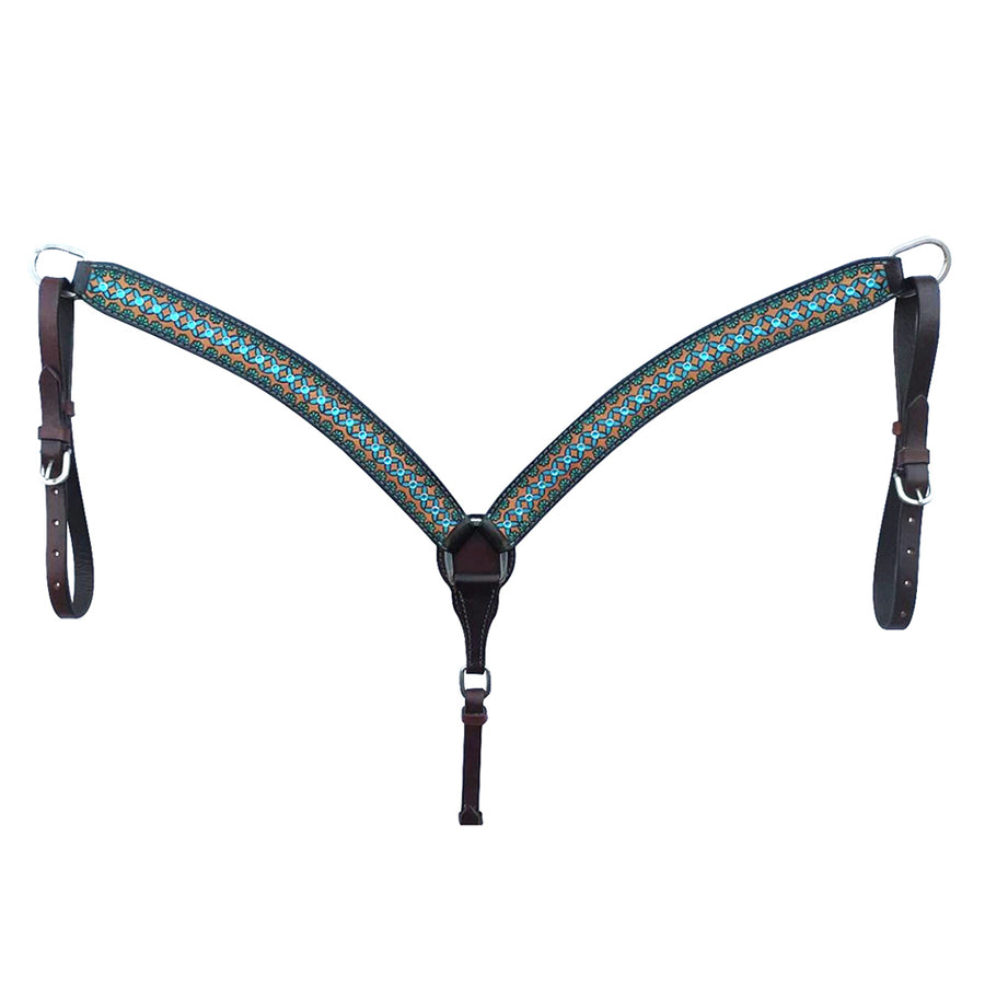 HILASON Western Horse Breast Collar Set American Leather Hand Painted Brown - Uhorse