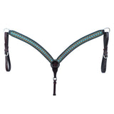 HILASON Western Horse Breast Collar Set American Leather Hand Painted Brown - Uhorse
