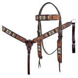 HILASON Western Horse Headstall Breast Collar Set American Leather Floral - Uhorse