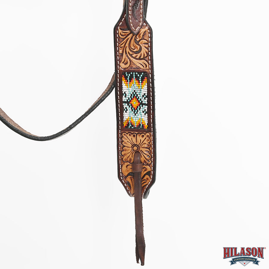 HILASON Western Horse Floral Headstall Breast Collar One Ear Headstall Wither Strap American Leather Tack Set