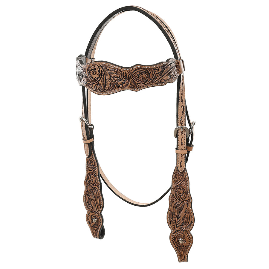 HILASON Western Horse Floral Headstall Breast Collar One American Leather Tack Set