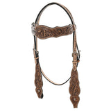 HILASON Western Horse Floral Headstall Breast Collar One American Leather Tack Set