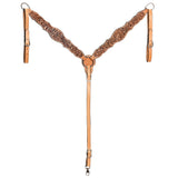 HILASON Western Horse Floral Headstall Breast Collar One American Leather Tack Set