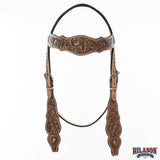 HILASON Western Horse Floral Headstall Breast Collar One American Leather Tack Set