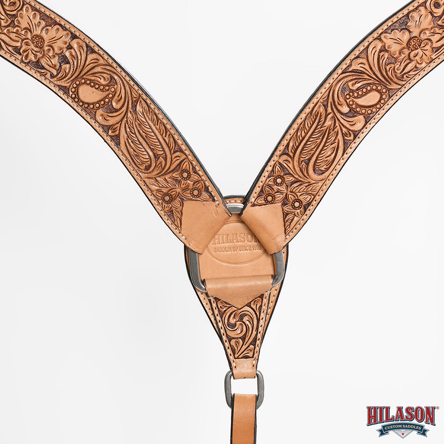 HILASON Western Horse Headstall Breast Collar Tack American Leather Tan | Set for Horses