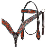 Hilason Horse Floral Hand Carved American Leather Breast Collar Headstall Brown - Uhorse