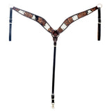 Hilason Horse Floral Hand Carved American Leather Breast Collar Headstall Brown