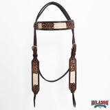 Hilason Horse Floral Hand Carved American Leather Breast Collar Headstall Brown