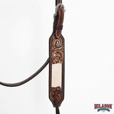 Hilason Horse Floral Hand Carved American Leather Breast Collar Headstall Brown