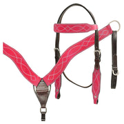 Hilason Leather Western Horse Breast Collar Headstall Set Red