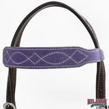 Hilason Leather Western Horse Breast Collar Headstall Set purple