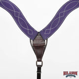 Hilason Leather Western Horse Breast Collar Headstall Set purple