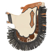 HILASON Bull Riding Chinks Rodeo Bronc Smooth Leather White Adult | Handmade Chaps Western for Adults Hand Tooled