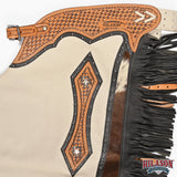 HILASON Bull Riding Chinks Rodeo Bronc Smooth Leather White Adult | Handmade Chaps Western for Adults Hand Tooled