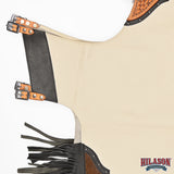 HILASON Bull Riding Chinks Rodeo Bronc Smooth Leather White Adult | Handmade Chaps Western for Adults Hand Tooled