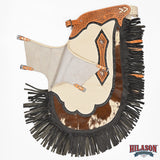 HILASON Bull Riding Chinks Rodeo Bronc Smooth Leather White Adult | Handmade Chaps Western for Adults Hand Tooled
