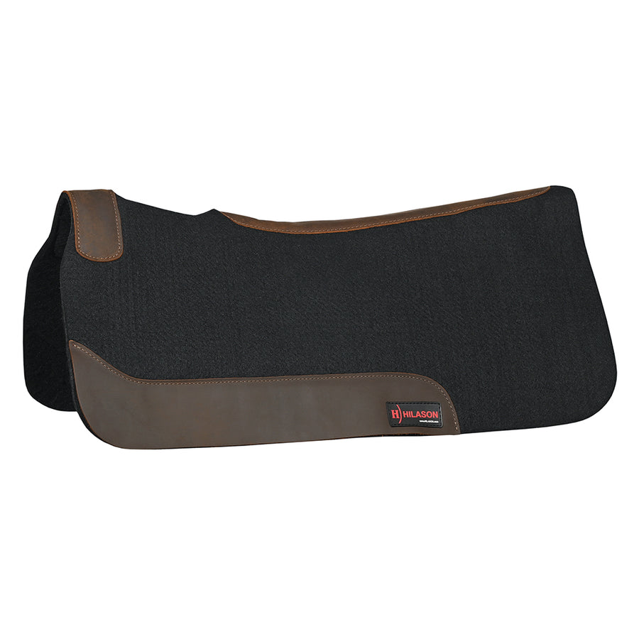 Black wool saddle pad with leather trim - Uhorse