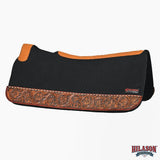 HILASON Western Wool Felt Horse Saddle Pad W/ Hand Tooled Distressed Wear Leather | for Horses