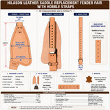 Hilason Leather Saddle Replacement Fender Pair with Hobble Straps, Genuine Skirting Leather Stirrup Leathers, 2 Inch Wide