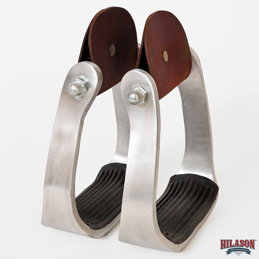 HILASON Western Engraved Aluminum Saddle Stirrup Stirrups Pair Engraved Brass Turquoise Inlay Rubber Tread
