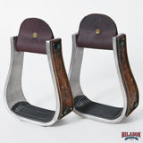 HILASON Western Saddle Stirrup Stirrups Pair Engraved Copper Crosses Turquoise Inlay Rubber Tread Aluminum Pair