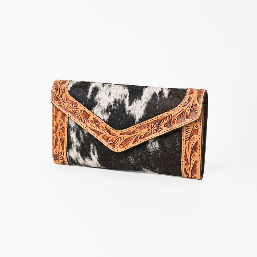 OHLAY WALLET Hand Tooled Hair-on Genuine Leather women bag western handbag purse - Uhorse