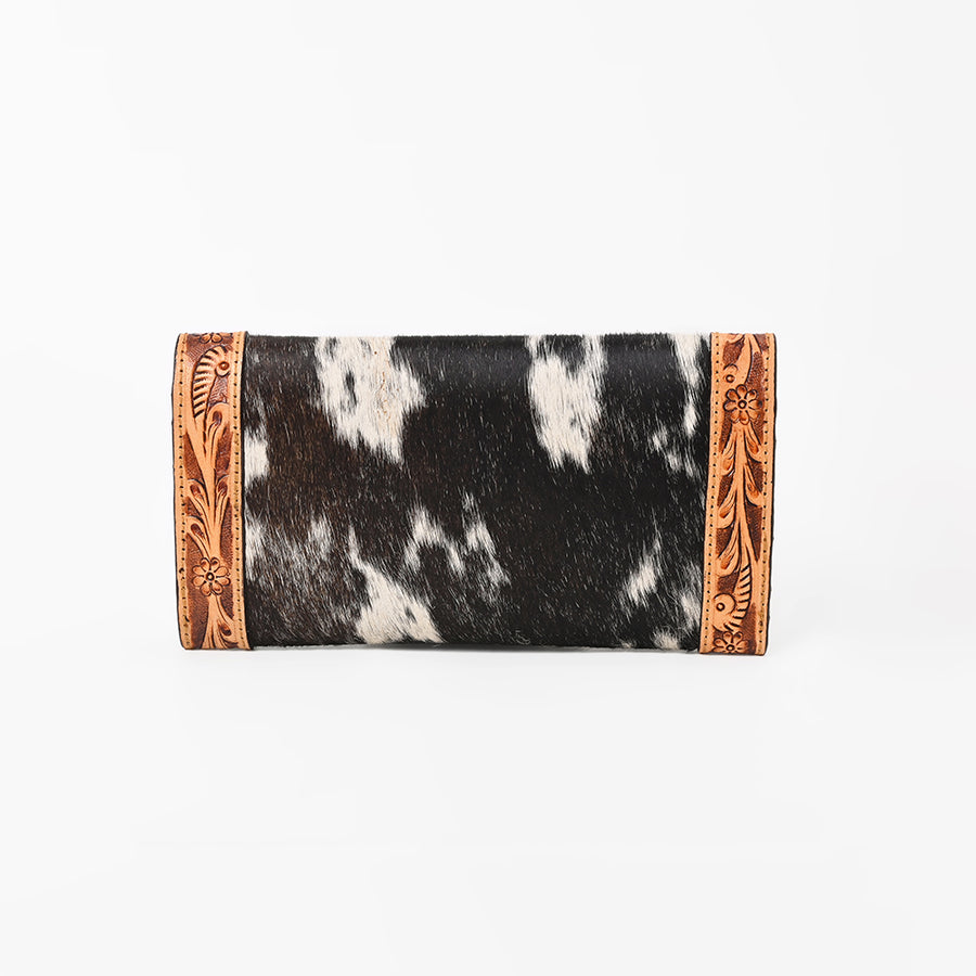 OHLAY WALLET Hand Tooled Hair-on Genuine Leather women bag western handbag purse