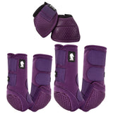 Large Classic Equine Flexion Legacy Horse Front Hind Bell boots Eggplant