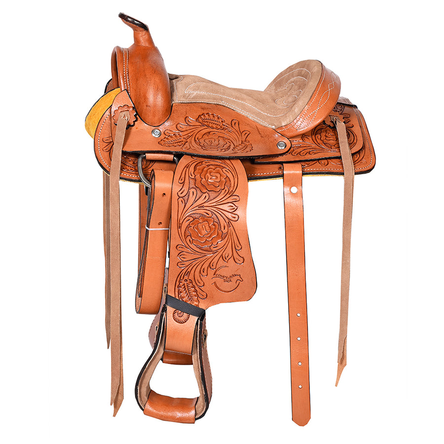 8 In Kids Youth Children Miniature Pony Saddle Leather Pleasure Western - Hilason