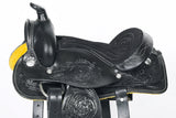 Comfytack Black Western Kids Youth Children Miniature Pony Saddle Leather Trail Tack | Hand Tooled Saddle | Western Saddle | Saddle for Horses | Horse Tack Set