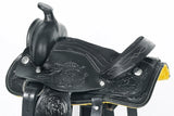 Comfytack Black Western Kids Youth Children Miniature Pony Saddle Leather Trail Tack | Hand Tooled Saddle | Western Saddle | Saddle for Horses | Horse Tack Set