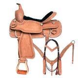 16 In Comfytack Western Horse Saddle Genuine Leather Trail Roping Ranch Tack Set - Uhorse