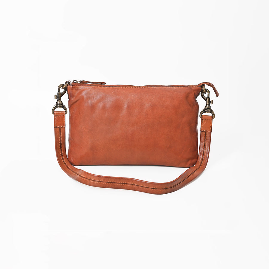 Spaghetti Western Terralux Premium Cognac Leather Crossbody Shoulder Bag