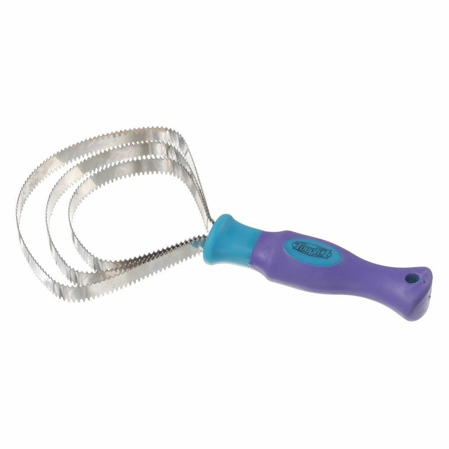 Tough 1 H. Great Grips Metal Curry Comb Steel 3 Blade Teal Purple – by Hilason – Cowboy and equestrian accessories