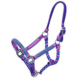 Tough 1 Mini Braided Cord Horse Halter With Crystal Accents Turquoise Purple