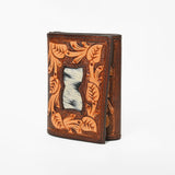 BAR H EQUINE Rodeo Floral Trifold Wallet Men Women Hair-On Genuine Leather Tan - Uhorse