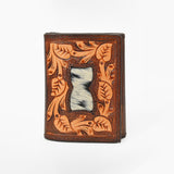 BAR H EQUINE Rodeo Floral Bifold & Trifold Wallet For Men Women HairOn Genuine Leather Tan