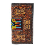 Western Faishon Floral Tooled Leather Rodeo Wallet & Checkbook Cover