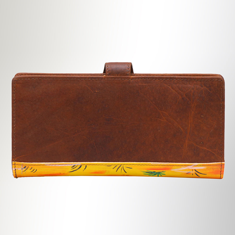 American Darling Wristlet Bag, Hand-Painted Genuine Leather, Western Vegetable Tanned Full Grain Leather Wallet Bag